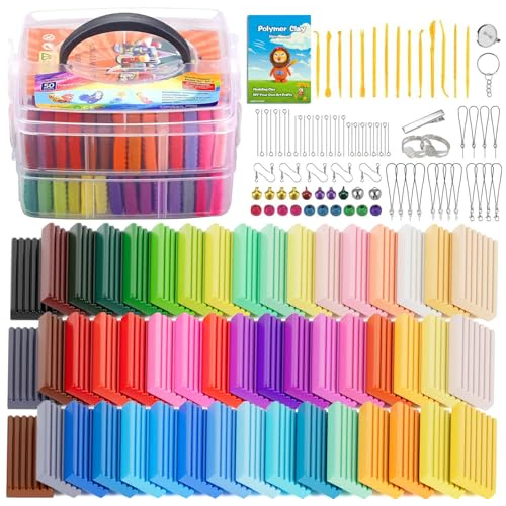 CiaraQ Polymer Clay Starter kit, Oven Bake Modeling Clay with Sculpting Tools, 50 Colors, 2.8 lb
