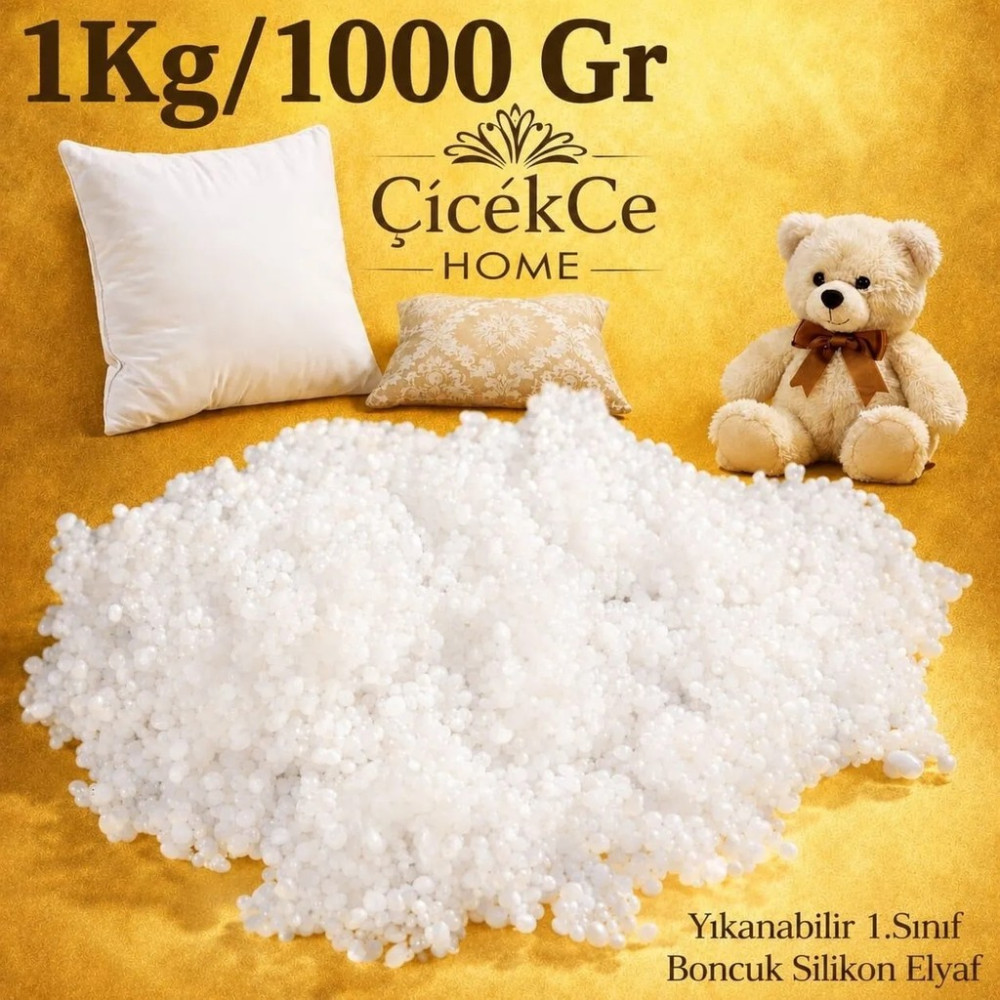 ÇİÇEKCE HOME Çiçekce Home Boncuk Silikon elyaf 1 kg 1.kalite - Beyaz - Standart Yastık Fiyatı