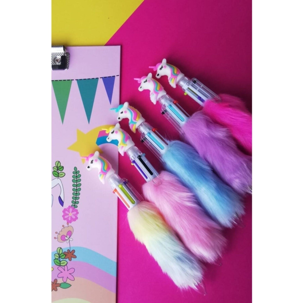 ciceklidukkanonline Unıcorn 6 Renkli Peluş Tükenmez Kalem Tükenmez Kalem Fiyatı
