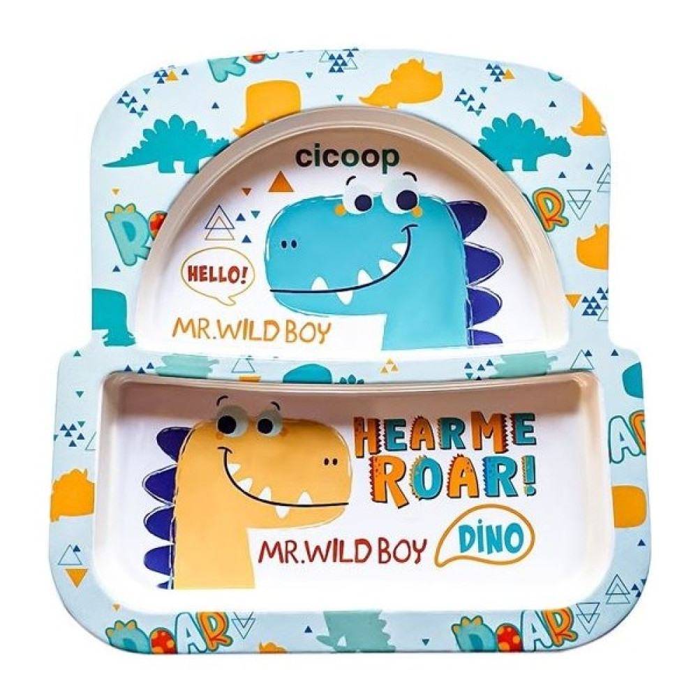 Cicoop Dıno Bölmeli Mama Tabağı - Dino Desenli Mama Seti Fiyatı