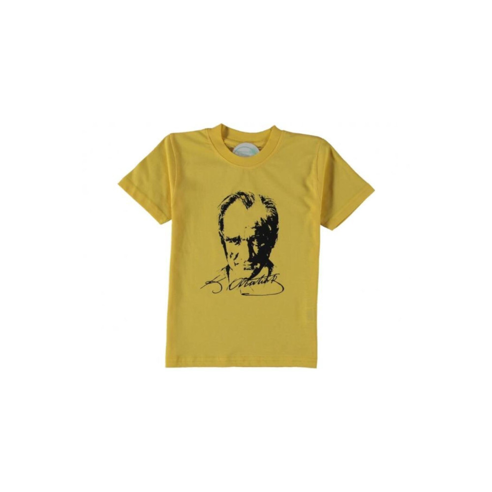 ÇİDEMS Çocuk Sarı Unisex Atatürk Baskılı T-shirt 13-14 Yaş Beden Bayan T-shirt Fiyatı