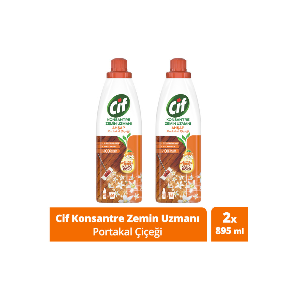 Cif Konsantre Zemin Uzmanı Ahşap Portakal Çiçeği %100 Temizlik Ve Parlaklık 895 ml 2adet Parlatıcı ve Temizleyiciler Fiyatı