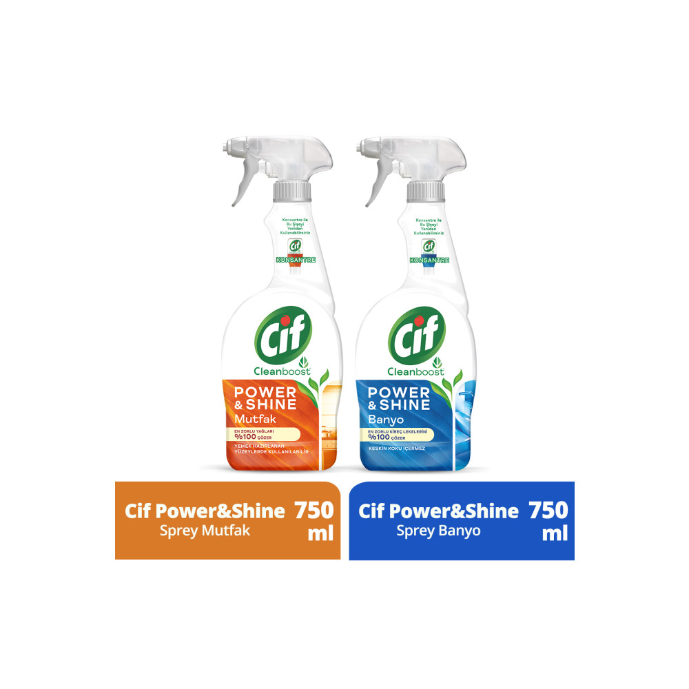 Cif Sprey Temizleyici Power Shine Banyo 750ml 1adet Sprey Power Shine Mutfak 750ml 1adet Parlatıcı ve Temizleyiciler Fiyatı