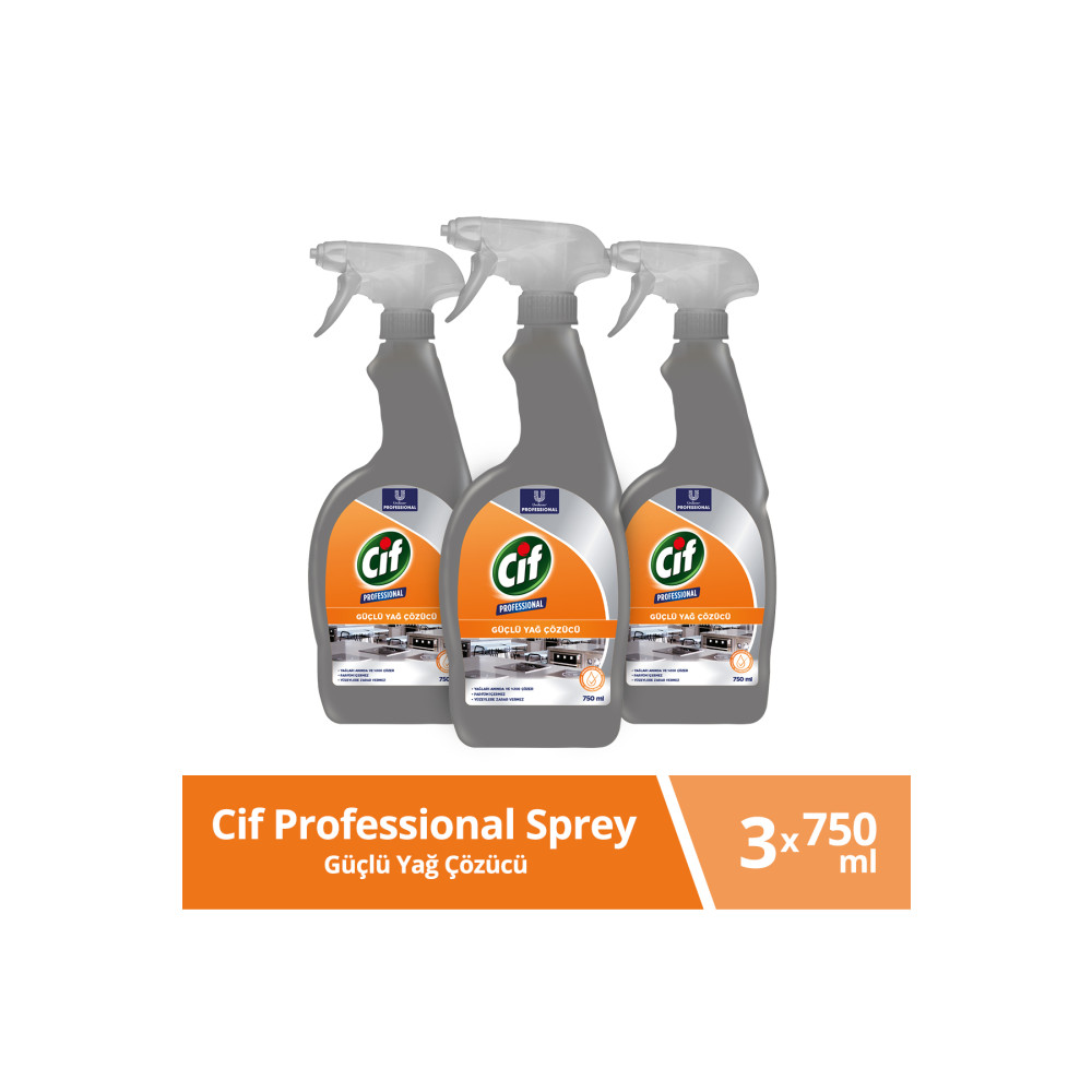 Cif Yağ Çözücü Pro Yağ Çözücü Sprey 750 ml 3 Adet Parlatıcı ve Temizleyiciler Fiyatı