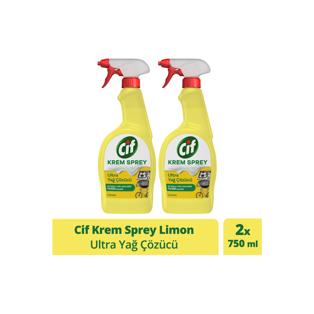 Cif Yüzey Temizleyici Sprey Krem Sprey Ultra Yağ Çözücü 750 Mlx2 Parlatıcı ve Temizleyiciler Fiyatı