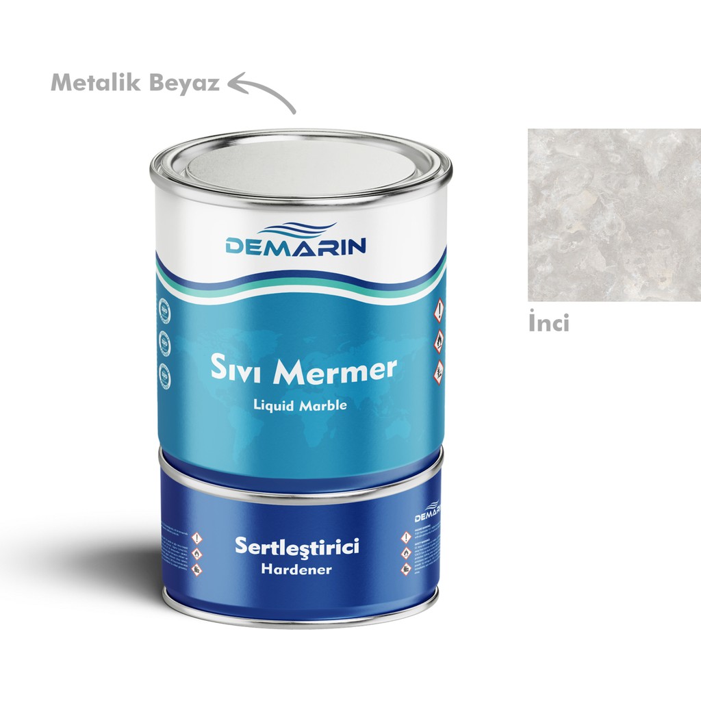 Çift Bileşenli Solventsiz Sıvı Mermer Liquid Marble (Tezgah, Zemin Boyası) - 1 Kg - İnci Diğer Fiyatı