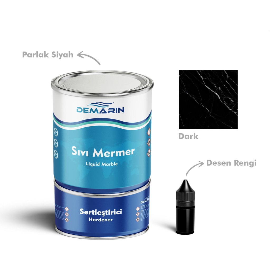 Çift Bileşenli Solventsiz Sıvı Mermer Liquid Marble (Tezgah, Zemin Boyası) - 1 Kg - Siyah Diğer Fiyatı