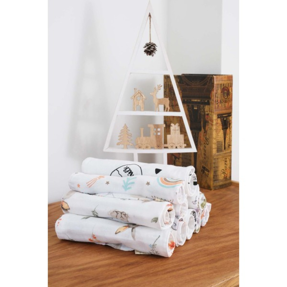 Çift Katlı Müslin Omuz Mendili 10’lu Set 25x50cm Organik Kumaş Bebek ve Yenidoğan İçin Mevlit Hediyesi Yumuşak Oeko Tex By Tosbiq Baby - Standart Mama Önlüğü Fiyatı