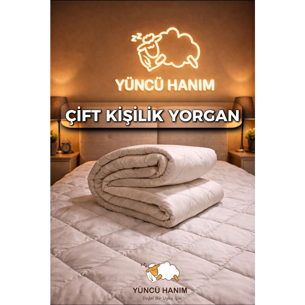 Çift Kişilik Merinos Kuzu Yünü Yorgan (%100 Saf Merinos Kuzu Yünü) 195 x 215 cm Ebat, 3000 gram - Beyaz Yorgan Fiyatı