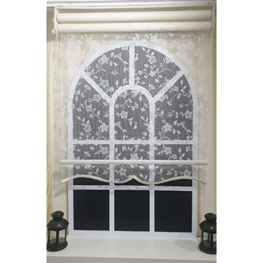 Çift Mekanizmalı Beyaz Tül Perde ve Ekru Stor Perde STB45248-V110 - 30 x 200 cm Stor Perde Fiyatı