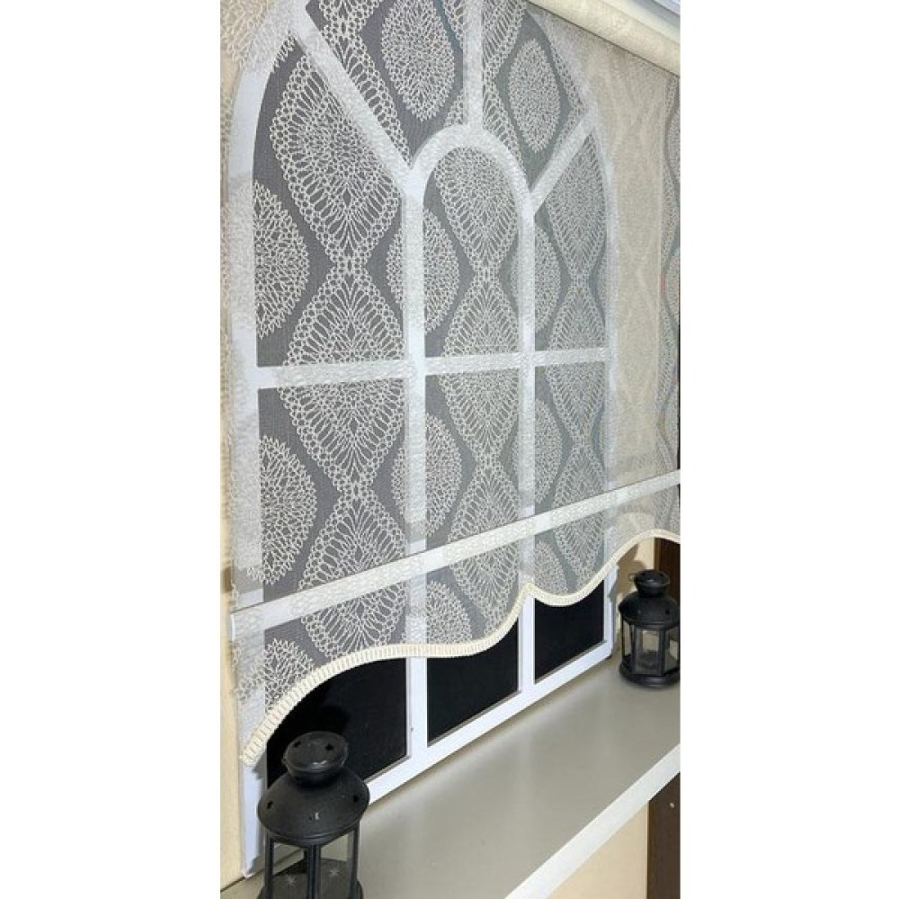 Çift Mekanizmalı Ekru Tül Perde ve Ekru Stor Perde STB45240-V108 - 180 x 200 cm Stor Perde Fiyatı