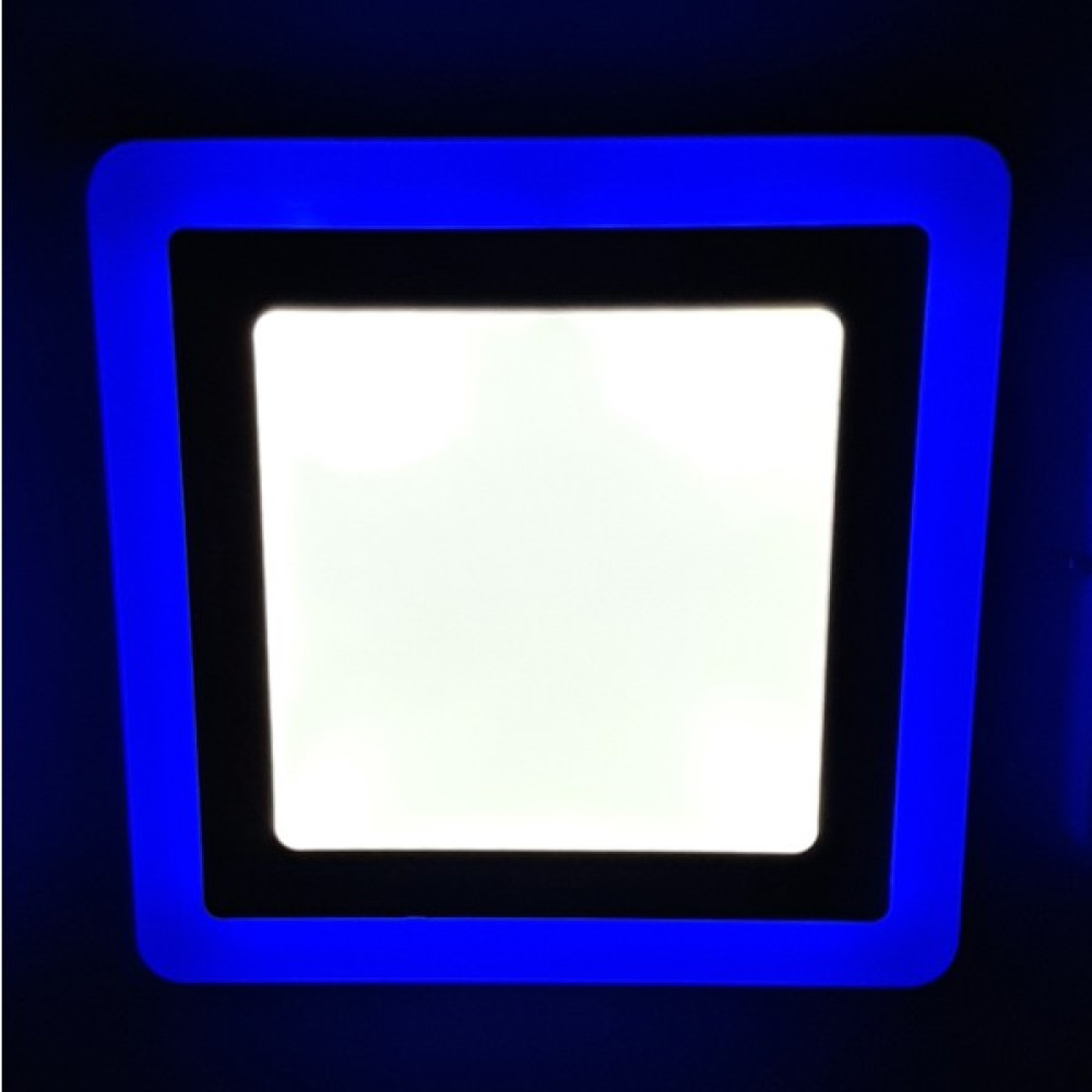 Çift Renkli Boyut: 14X14CM Sıva Altı Kare 9 Watt (6+3) LED Spot Armatür 6500K (Beyaz Aydınlatma) - Mavi Armatür Fiyatı