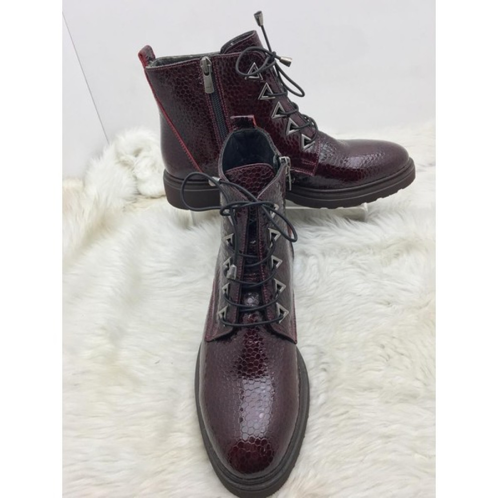 Çiğdem Kundura Çiğdem Bordo Gerçek Rugan Deri Lastik Bağlı Bot - Bordo - 38 - ST01505-BORDO-38 Kadın Botları Fiyatı