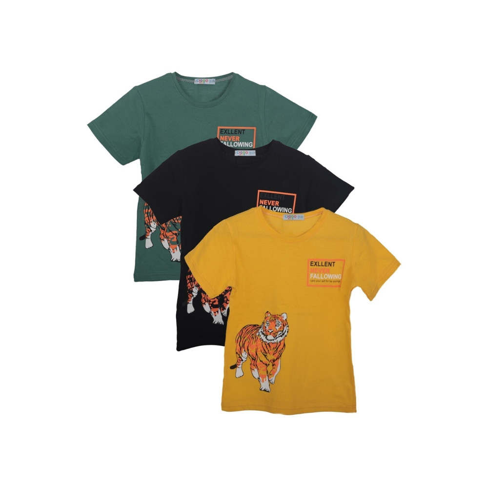 Çiggo Kids 3lü Kaplan Baskılı Unisex T-shirt/tişört 6-7 Yaş Beden Bayan T-shirt Fiyatı
