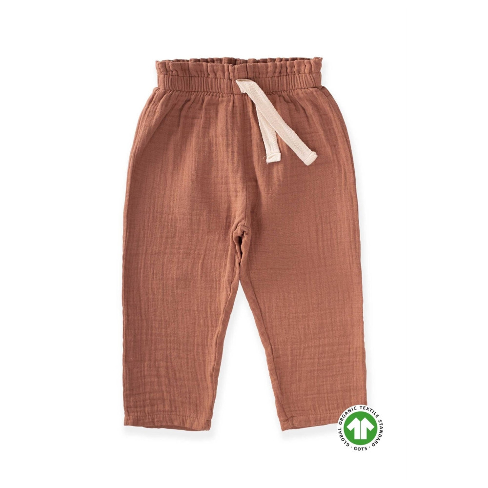 Cigit Organik Beli Fırfırlı Geniş Kesim Müslin Pantolon 1-8 Yaş Kahverengi 2-3 Yaş Beden Kadın Pantolon Fiyatı