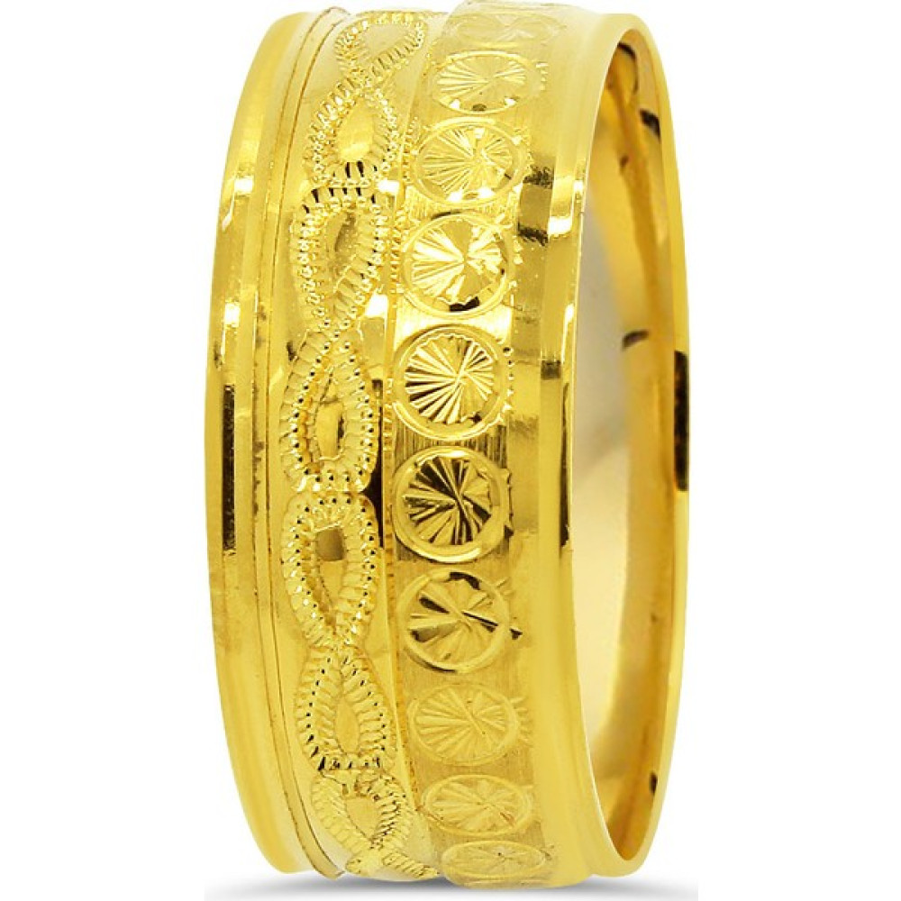Cigold 22 Ayar Sade Alyans 22K1ALS0420002176 - Yeşil Altın Alyans Fiyatı