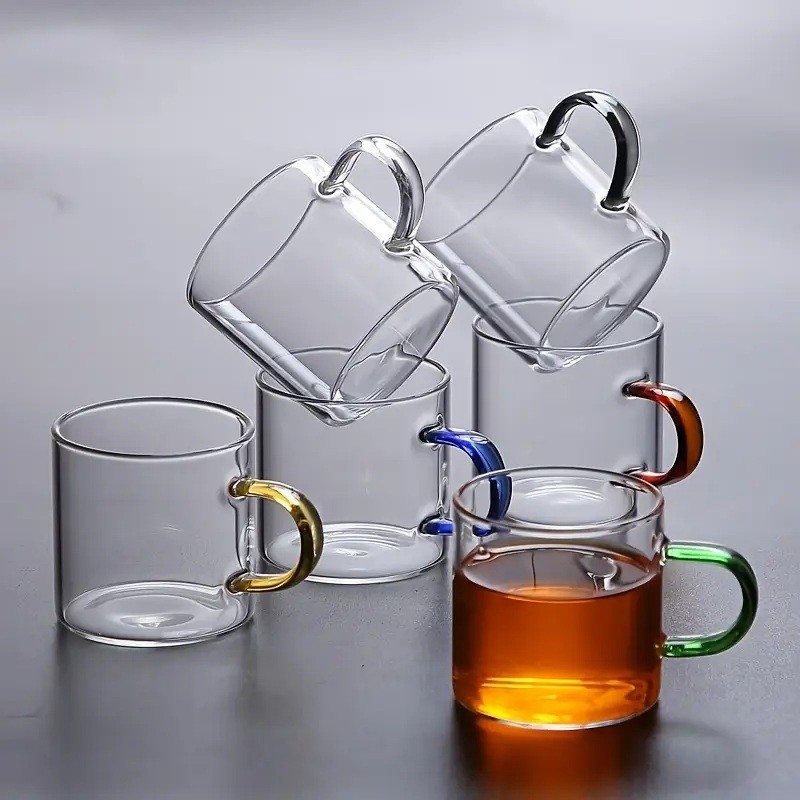 Ciho 6' Lı Renkli Kulplu Borosilikat Cam Kahve Çay Kupa Bardağı 100 ml (Vivatti) Fincan / Bardak / Kahve Takımı Fiyatı