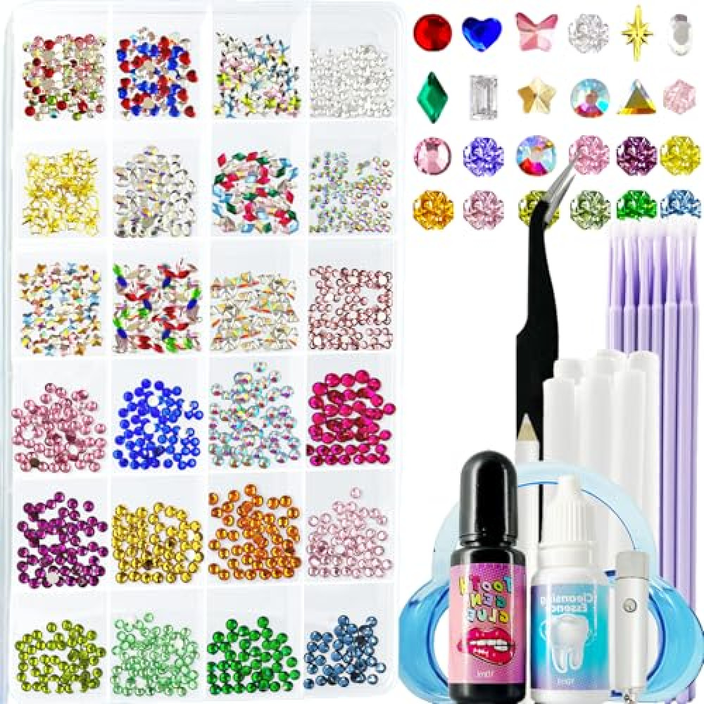 CiikDux DIY Tooth Gem Kit, Tooth Jewelry Gems Kit Include 770 Crystals 12 Shapes Bedazzle Gems, Teeth Jewelry Starter Kit Gold, Jewelry & Accessories Fiyatı