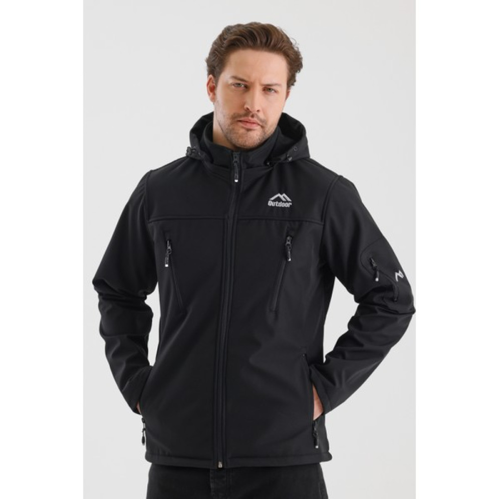 Çıkartılabilen Fermuarlı Kapüşon Içi Polarlı Su Geçirmez Softshell Erkek Mont Siyah Ayakkabı (Outdoor) Fiyatı