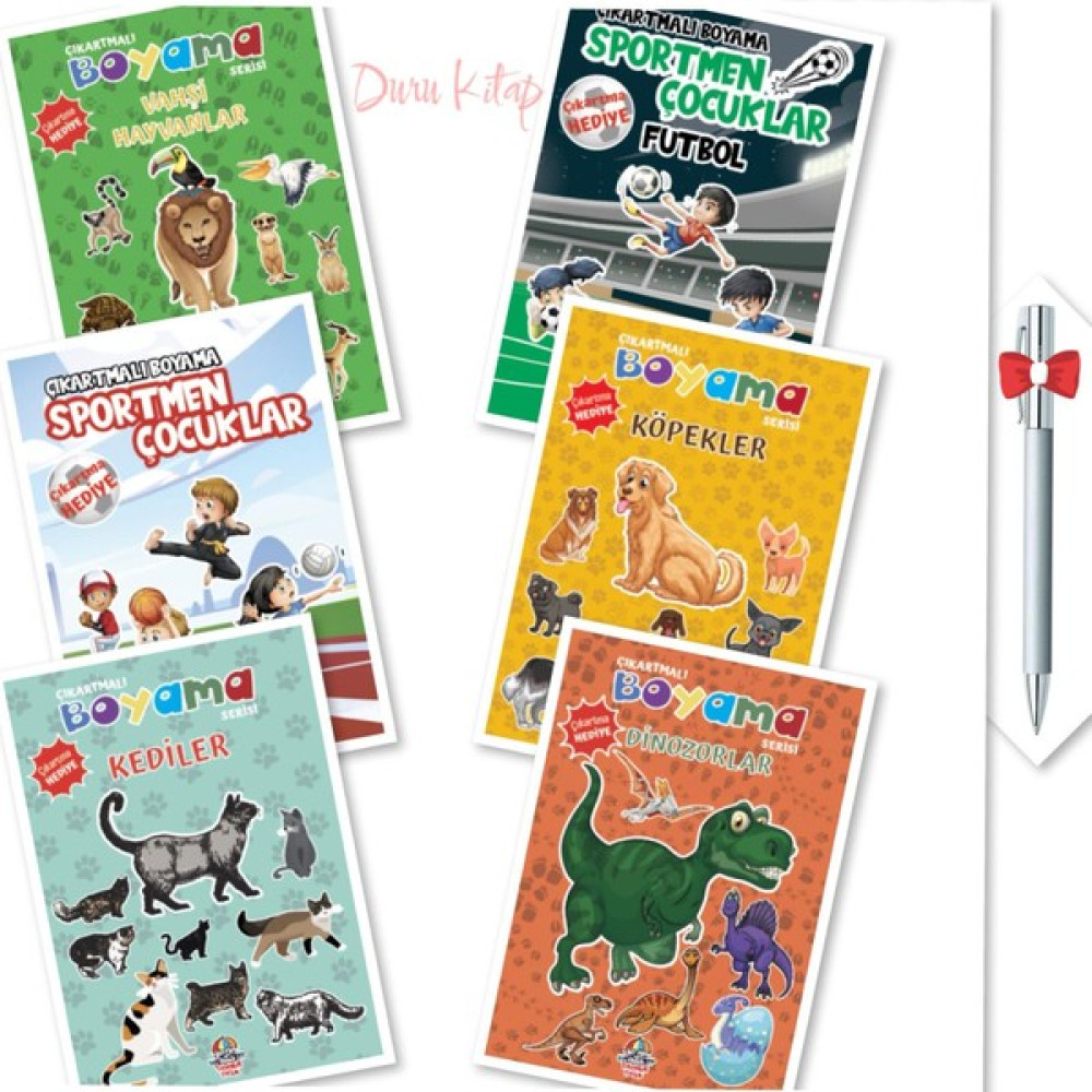 Çıkartmalı Boyama Serisi, Vahşi Hayvanlar, Futbol, Sportmen Çocuklar, Kediler, Köpekler, Dinozorlar - hediyeli Oto Boyaları Fiyatı