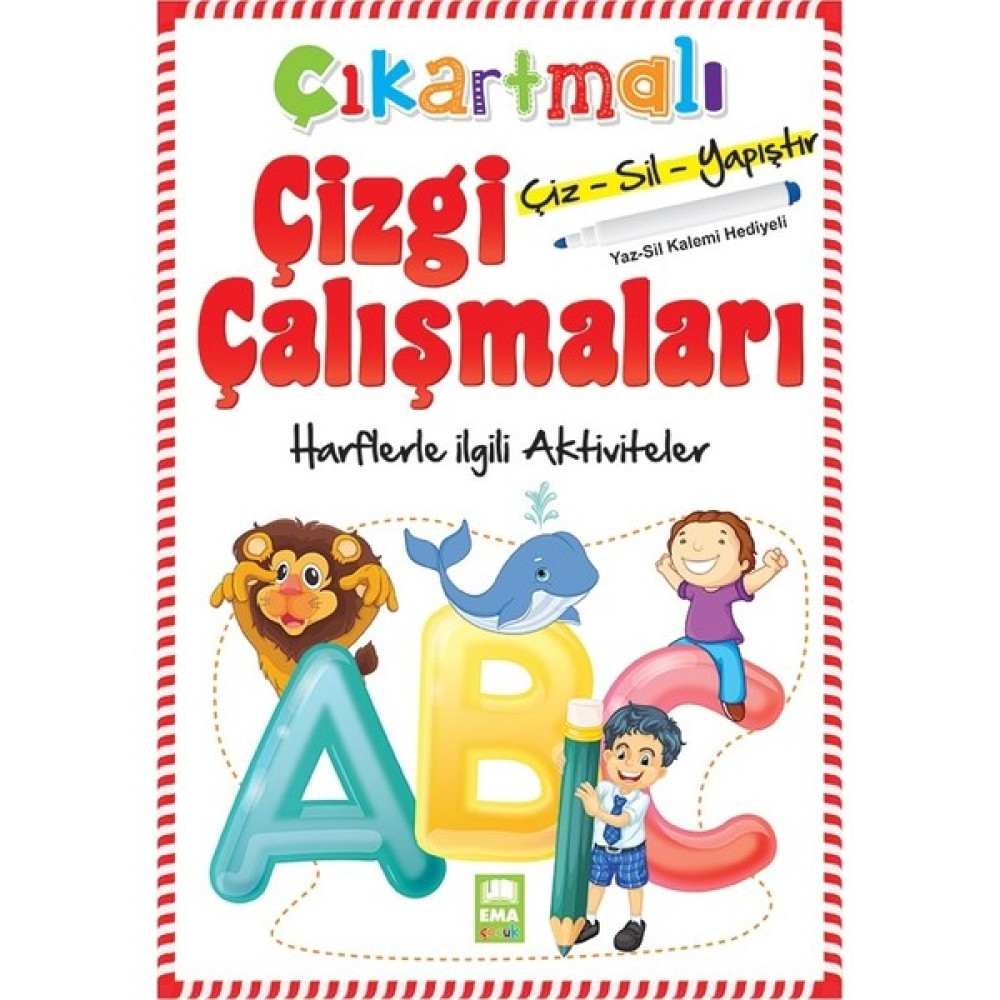 Çıkartmalı Çizgi Çalışmaları Çizsilyapıştır Harflerle İlgili Aktiviteler (Yazsil Kalemi Hediyeli) Okul Öncesi Eğitici & Öğretici Kitaplar Fiyatı