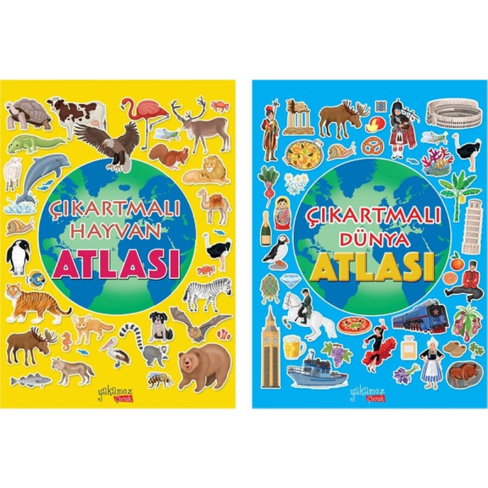Çıkartmalı Hayvan Atlası + Çıkartmalı Dünya Atlası 2 Kitap Set Okul Öncesi Eğitici & Öğretici Kitaplar Fiyatı