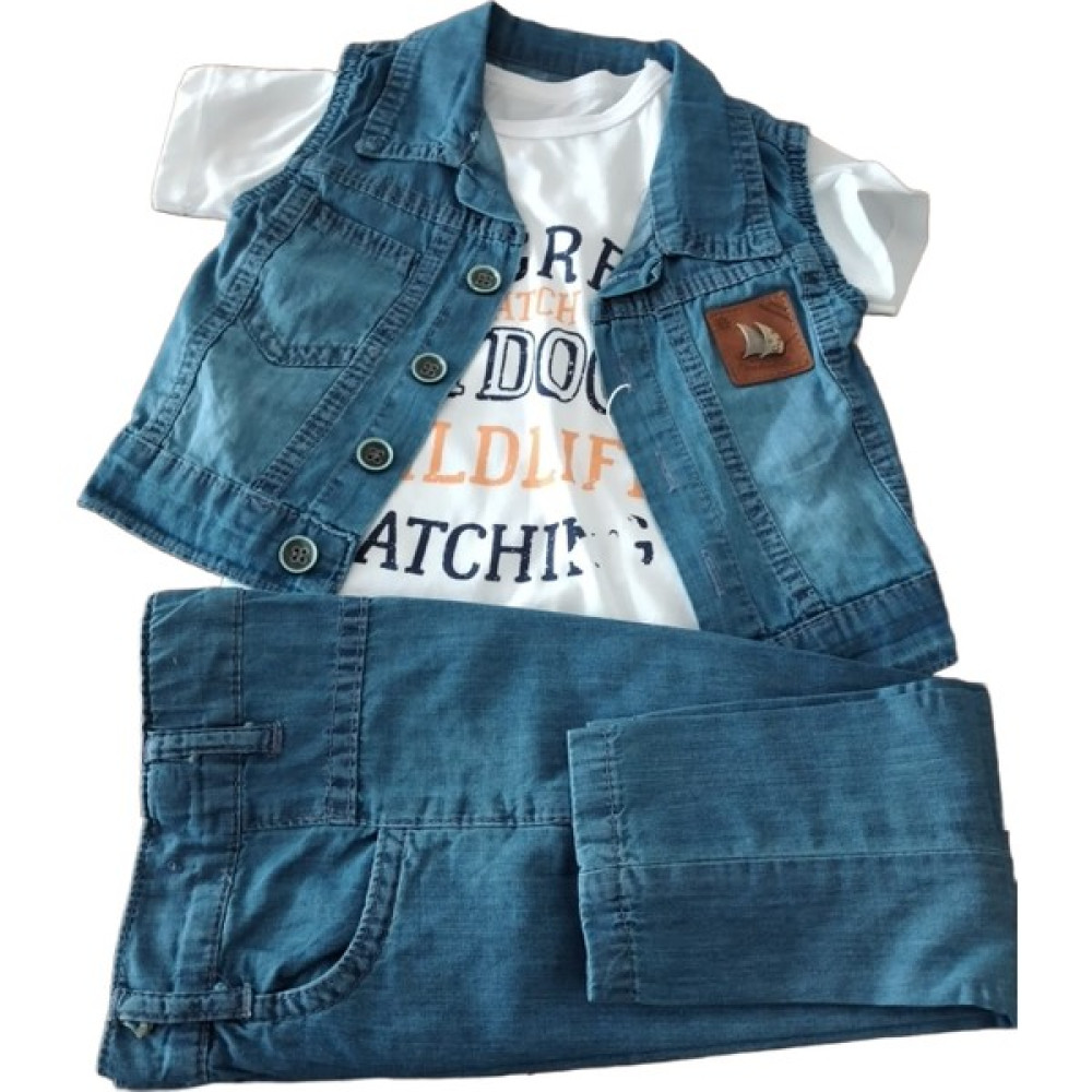 Cikko Bebe %100 Cotton Kot Yelekli Kız Bebek-Çocuk 3 Lü Yazlık Takım Kız Çocuk Giyim Takımı Fiyatı