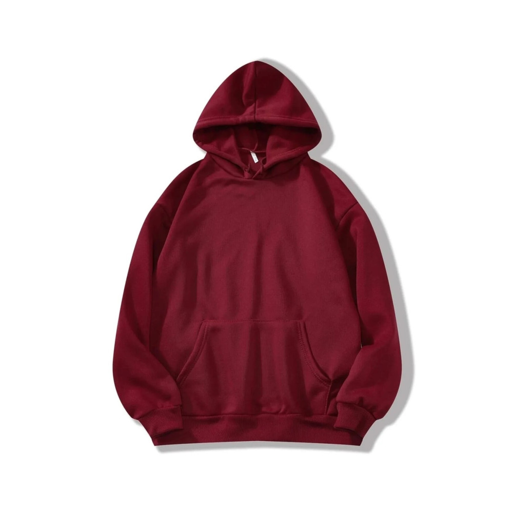 ÇİKOMM Baskısız Bordo Kanguru Cepli Kapüşonlu Sweatshirt Hoodie M Beden Bayan Sweatshirt Fiyatı