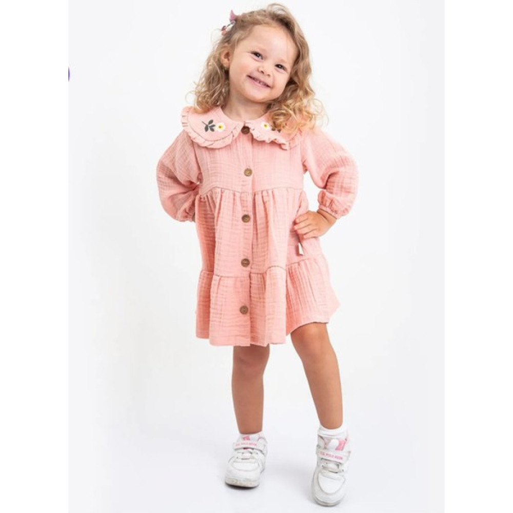 Çilek Bebe Çiçek Nakışlı Kız Bebek ve Çocuk Müslin Elbise Bebek Elbisesi Fiyatı
