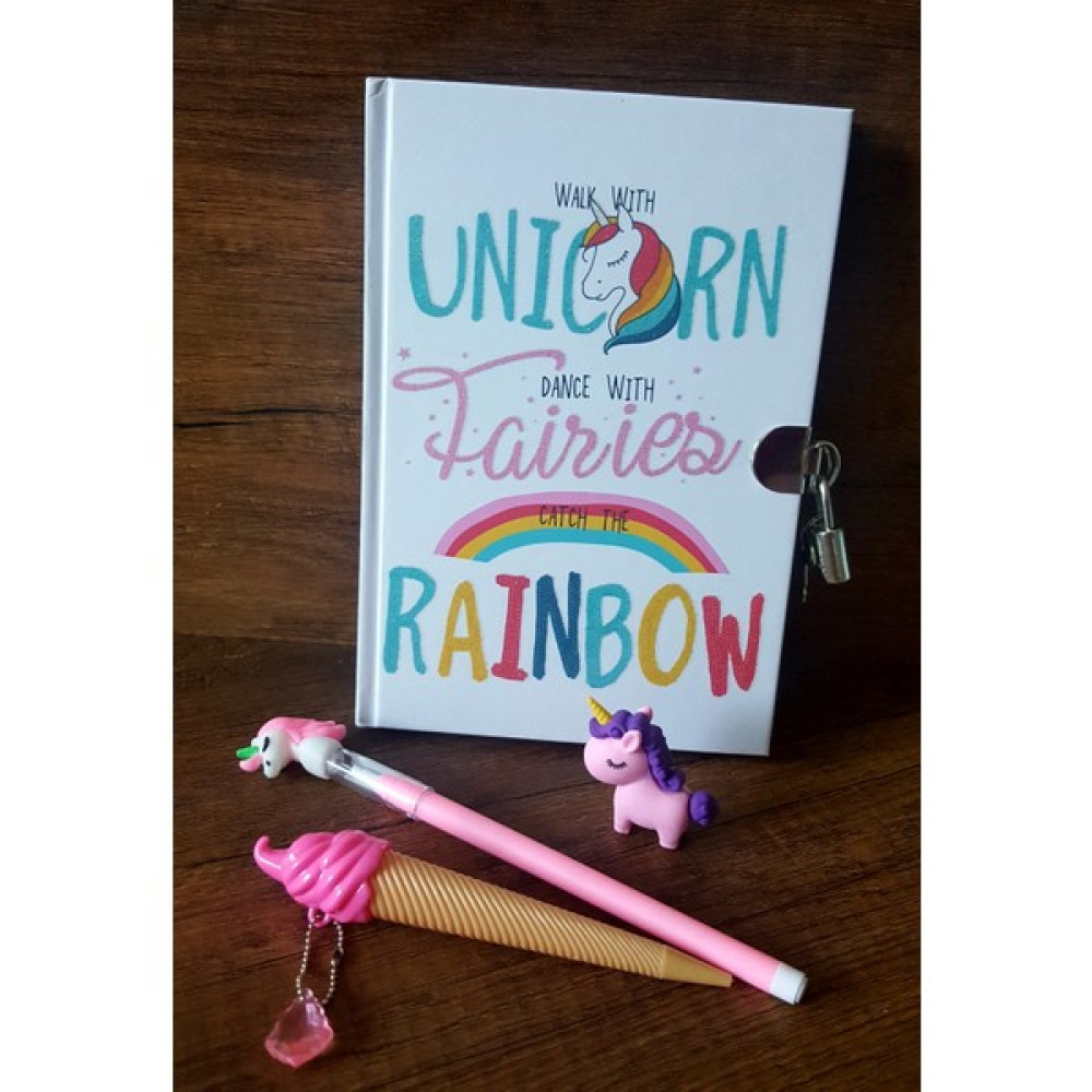 Çilek Home Avm Çilek Home Hediyelik Unicorn Kilitli Hatıra Defteri+Dondurma ve Yumurtlayan Kalem-Unicorn Silgi Defter Fiyatı