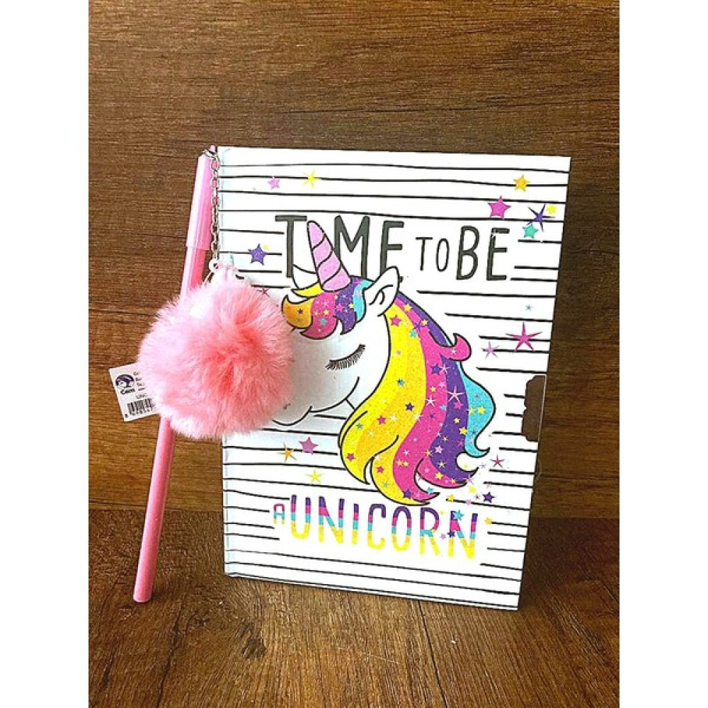 Çilekhomeavm Unicorn Kilitli Hatıra ve Günlük Defteri-Unicorn Ponpon Peluş Kalem Seti - Açık Pembe Not Defteri & Bloknot Fiyatı