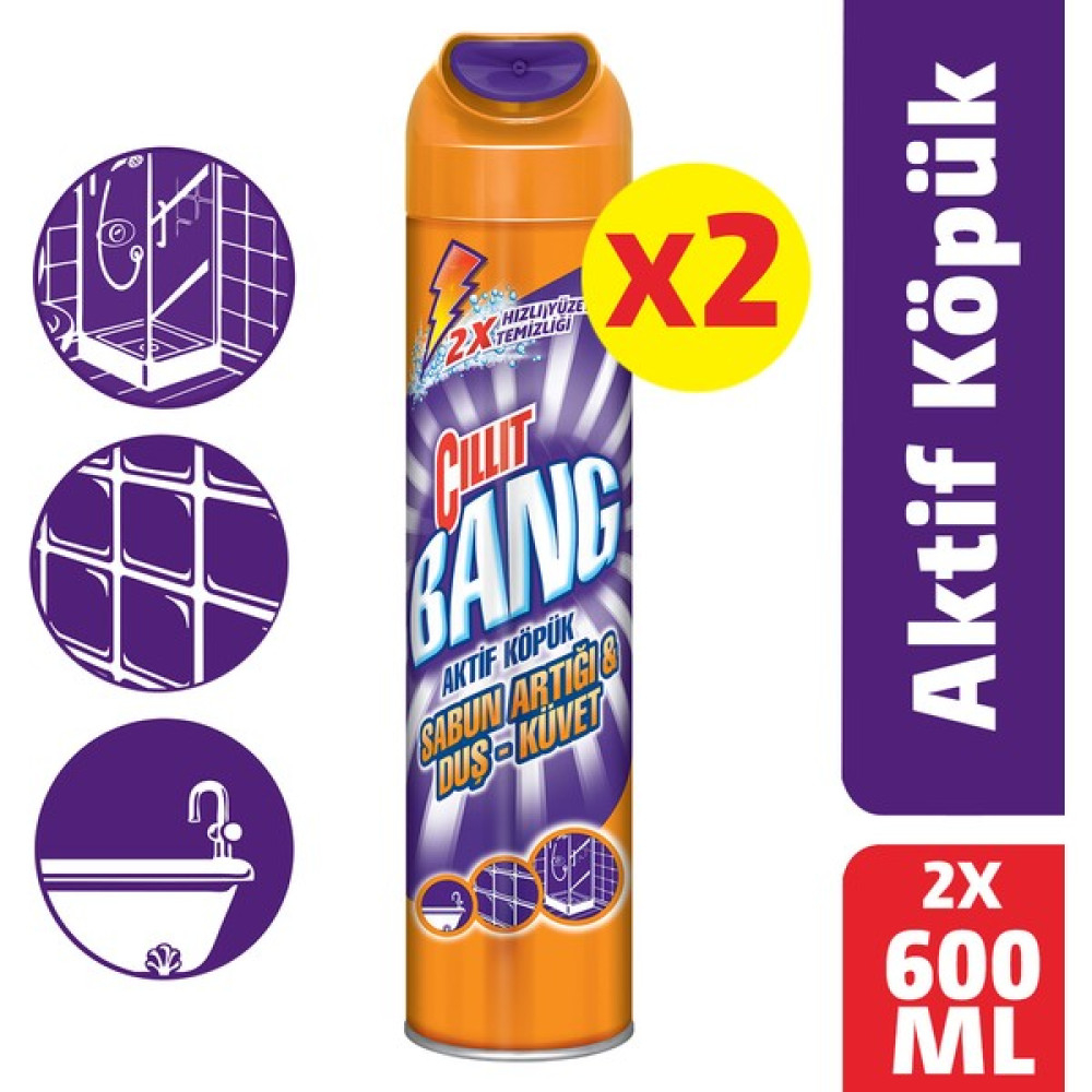 Cillit Bang Banyo Temizleyici Aktif Köpük 600 ml x 2'li Temizlik Malzemeleri Fiyatı