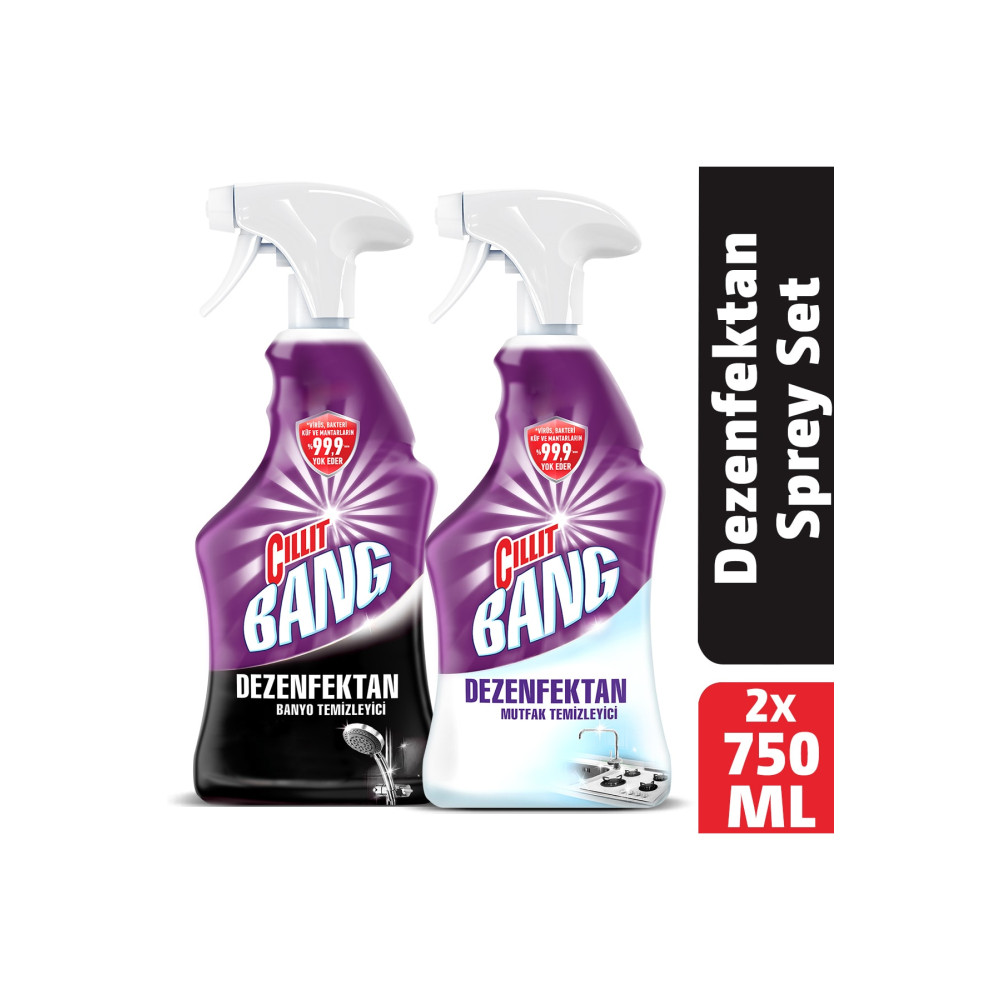 Cillit Bang Dezenfektan Mutfak & Banyo Yağ Ve Kireç Çözücü Sprey Seti 750 Ml Parlatıcı ve Temizleyiciler Fiyatı