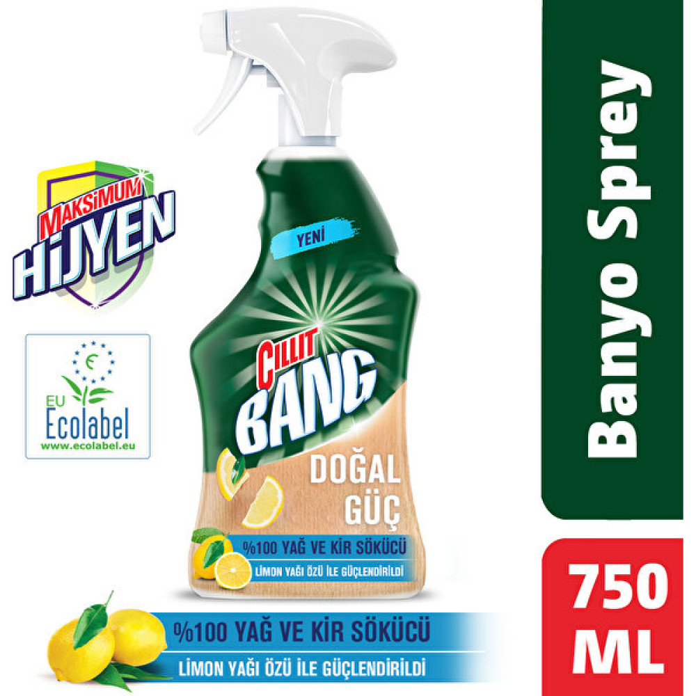 Cillit Bang Doğal Güç Banyo Temizleyici Kir ve Kireç Sökücü Limonlu Sprey 750 ml Temizlik Malzemeleri Fiyatı