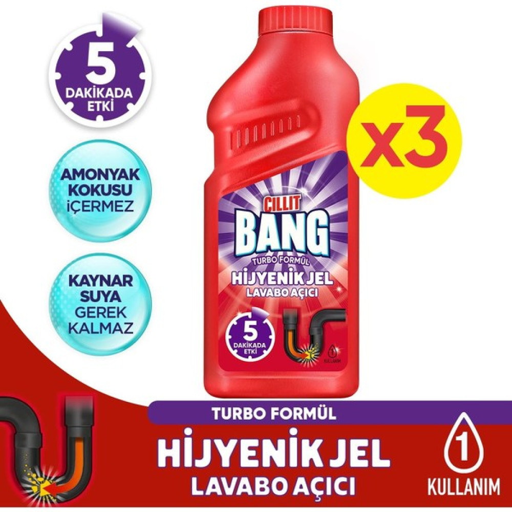 Cillit Bang Turbo Hijyenik Jel Lavabo Açıcı 3 x 500 ml Temizlik Malzemeleri Fiyatı