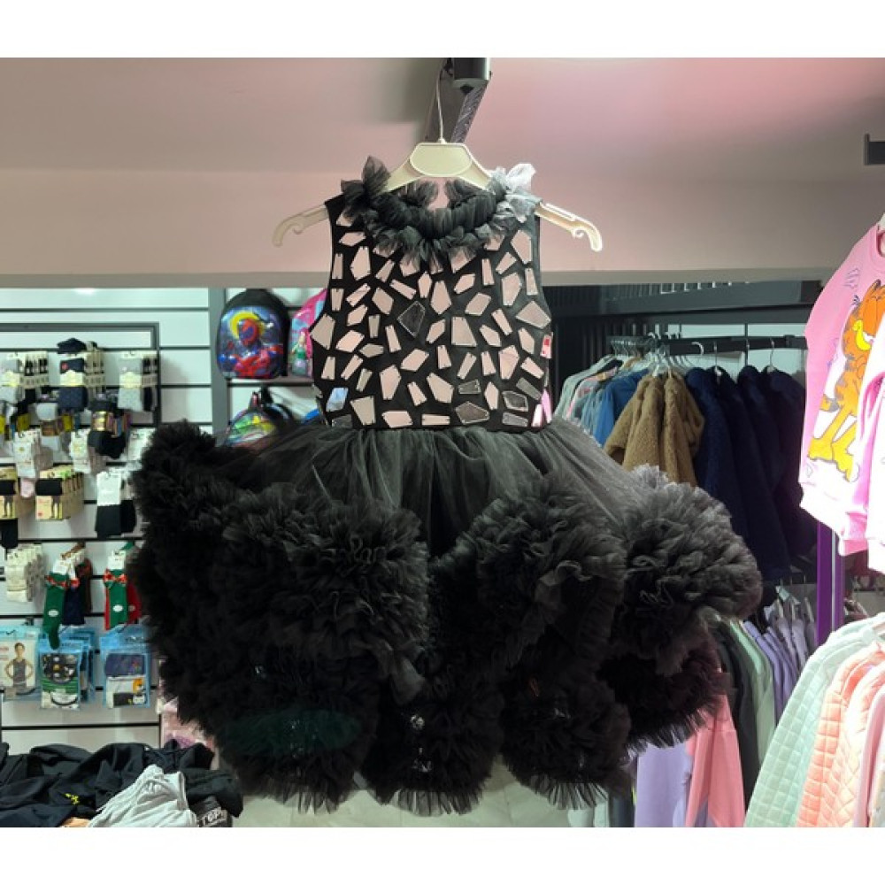 Cillop Butik Kız Çocuk Özel Tasarım Aynalı Kabarık Kat Kat Siyah Abiye Elbise Kız Çocuk Elbise Fiyatı
