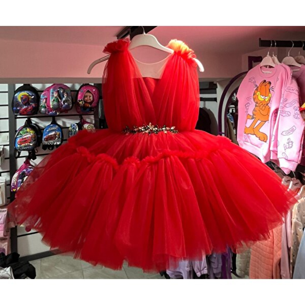 Cillop Butik Kız Çocuk Özel Tasarım Taş Işlemeli Kat Kat Kabarık Abiye Elbise Kız Çocuk Elbise Fiyatı