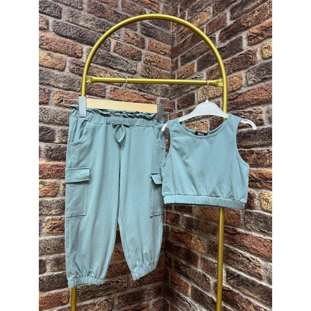 Cillop Butik Kız Çocuk Üst Crop Alt Kargo Cepli Alt Üst Takım Kız Çocuk Giyim Takımı Fiyatı