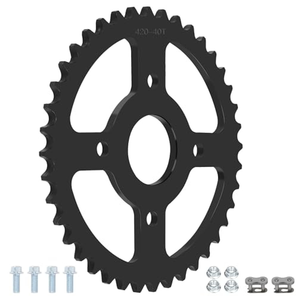 CILOYU 40 Tooth Sprocket 420 Chain 40mm Bore Replacement for Coleman Mini Bike CT200U BT200X CT200U-EX KT196 Baja Warrior Massimo MB165 MB200 Axis M200 Predator 212 200cc 196cc 6.5hp Powersport Parts