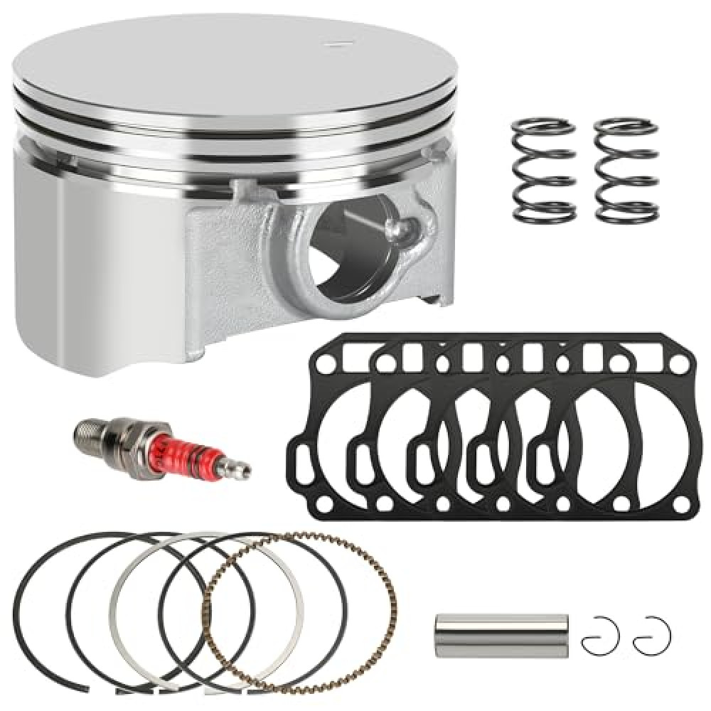 CILOYU 70mm Flat Top Piston .550 Rings 26lb Valve Springs Kit Replacement for Predator 212 224cc GX160 GX200 5.5HP 6.5HP Gas Engine Mini Bike Go Kart High Compression Powersports Parts
