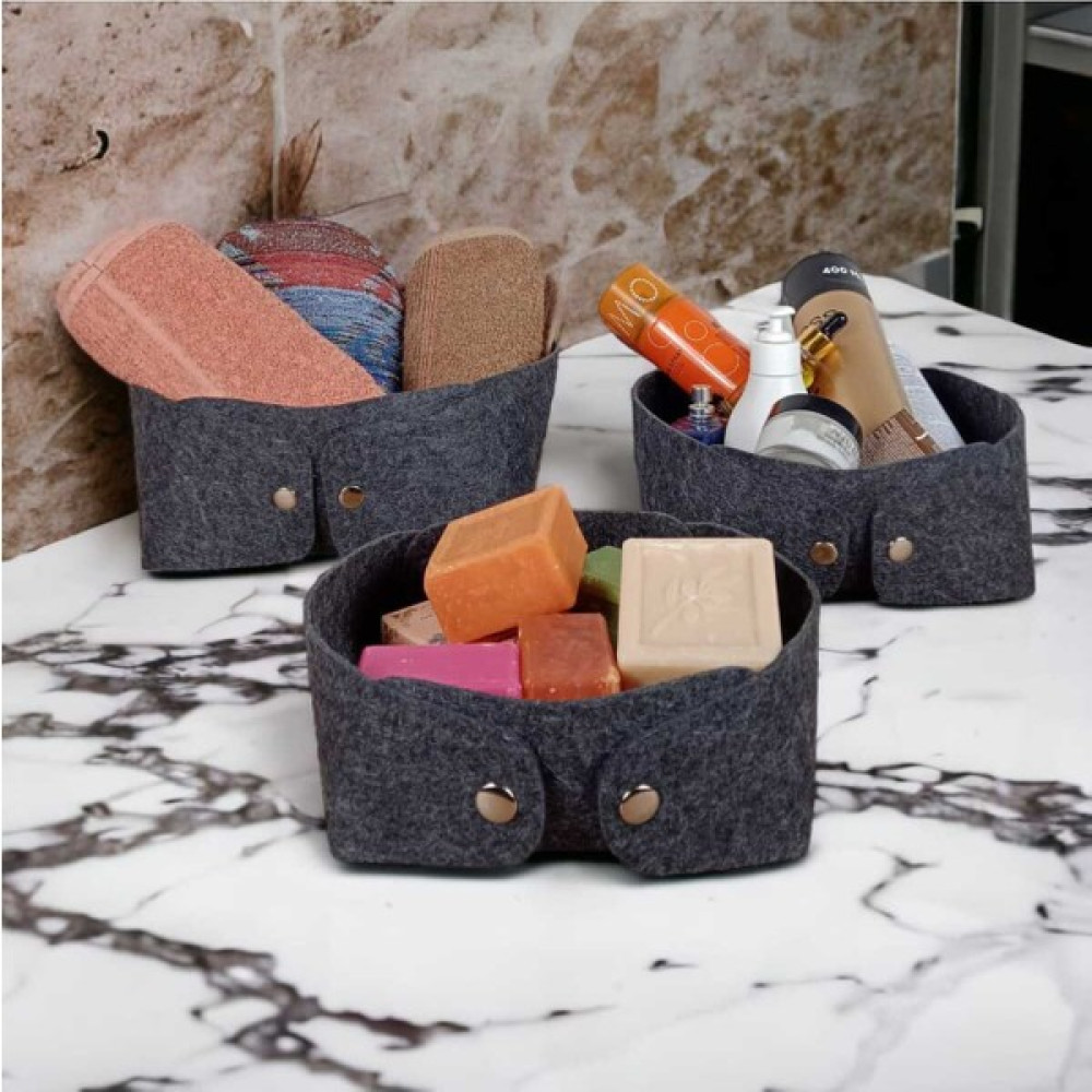 Cimrikese 3'lü Keçe Sandal Organizer Set, Çıtçıtlı Düzenleyici Kutu Nalburiye & Hırdavat Fiyatı