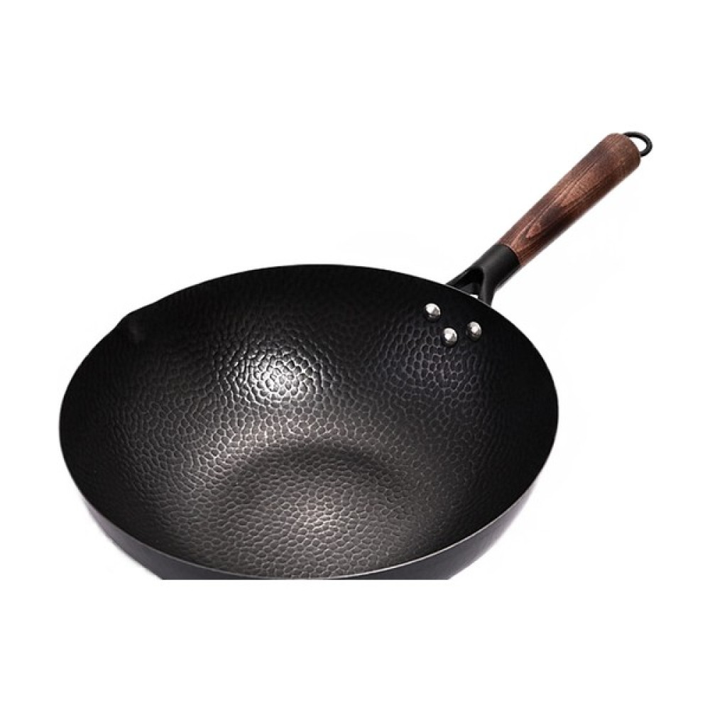 Çin Tarzı Kızartma Tavası Yüksek Son Ev Yapışmaz 32 cm Ahşap Saplı Geleneksel Wok Süper Çırpılmış Yumurta Pan Ücretsiz Pan Wok Tavalar | Woks - Siyah Kek Kalıpları Fiyatı