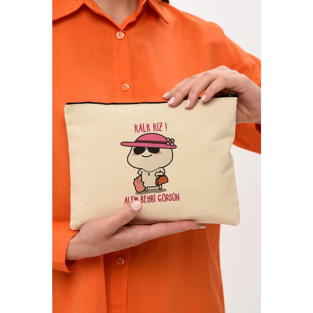Çınar Bez Çanta Clutch Beybi Baskılı Kanvas Makyaj Çantası Kanvas Tablo Fiyatı
