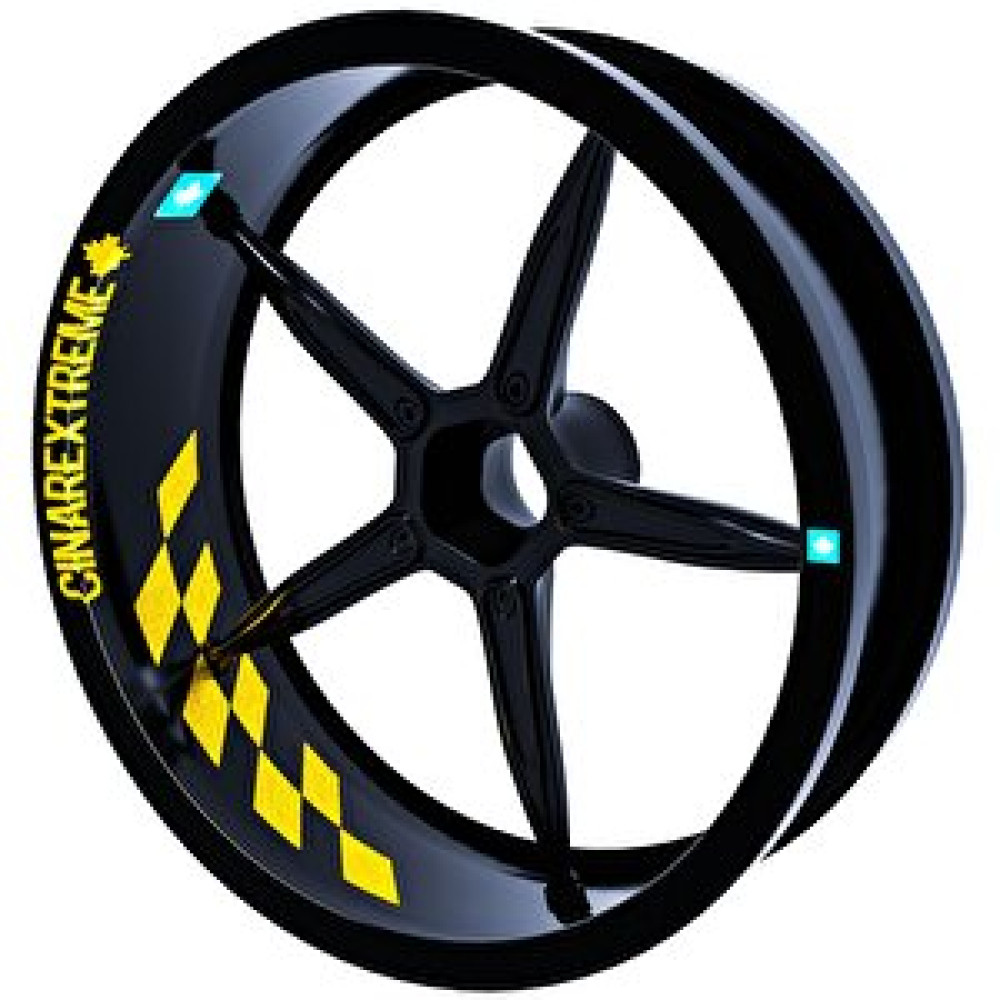 Çınar Extreme Gp Flag Damalı Reflektif Sarı İç Jant Şeridi Sticker Çınar Extreme Motorsiklet Aksesuarları Fiyatı