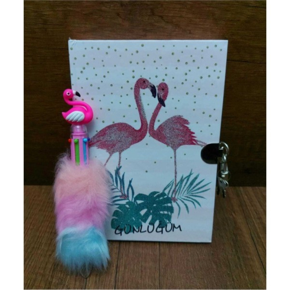 Çınar Flamingo Kilitli Hatıra ve Günlük Defteri + Mikro Flamingo Tükenmez Kalem Not Defteri & Bloknot Fiyatı