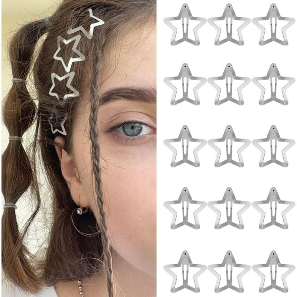 Cinderella 15 Adet - Yıldız Çıt Çıt Toka - Y2K Star Style Çıtçıtlı Toka - Metal Gümüş Yıldızlı Çıtçıt Toka Toka, Taç & Saç Bandı Fiyatı