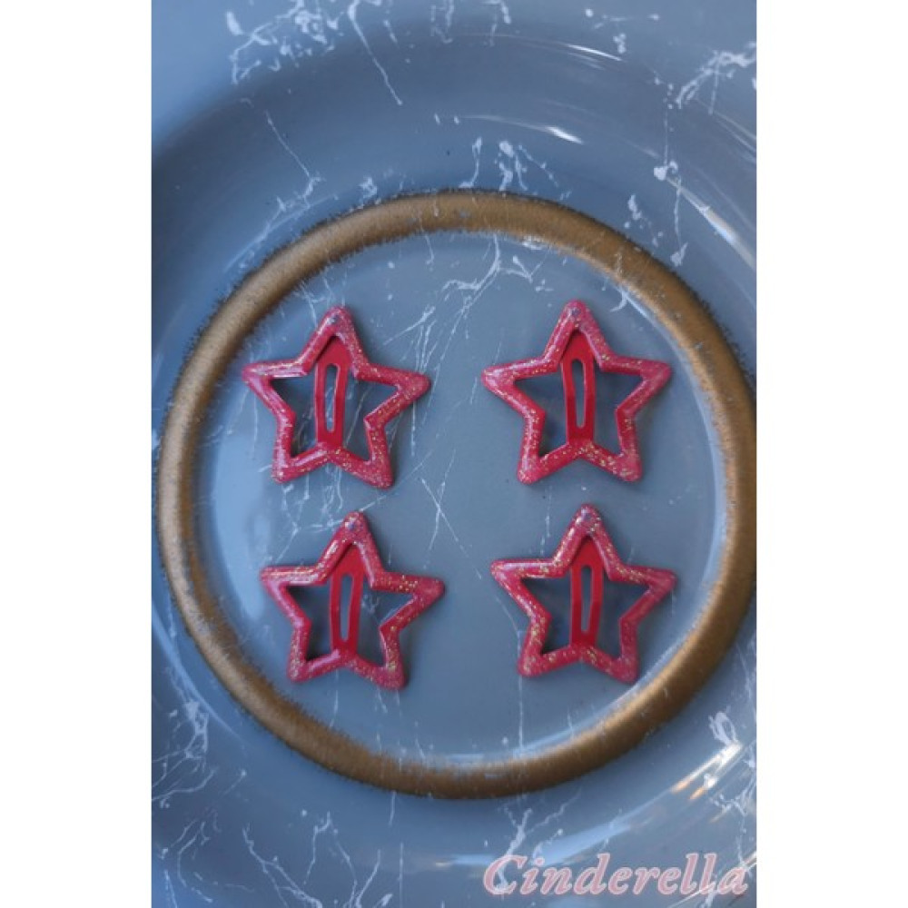 Cinderella 4'lü Simli Kırmızı Yıldız Çıt Çıt Toka Seti - Yıldızlı Çıtçıt Toka - Y2K Star Yıldız Çıtçıtlı Toka Toka, Taç & Saç Bandı Fiyatı