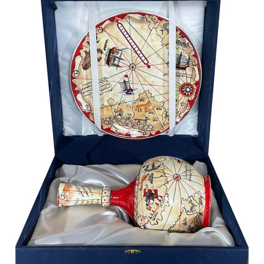 Çini Evi Piri Reis Harita Motifli Iznik Çini Vazo Tabak Set Vazo Fiyatı