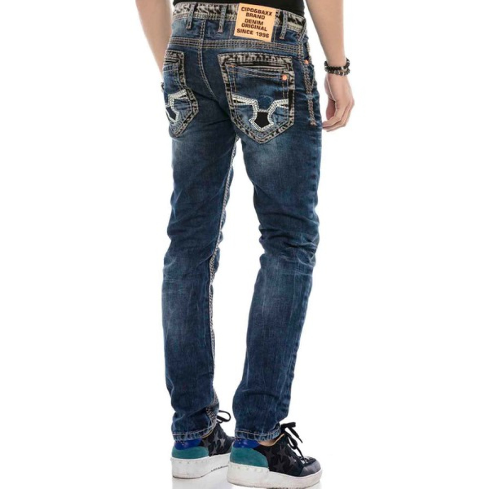 Cipo & Baxx CD593 Neon Turuncu Etiketli Kalın Dikişli Jeans Erkek Jeans / Kot Pantolon Fiyatı