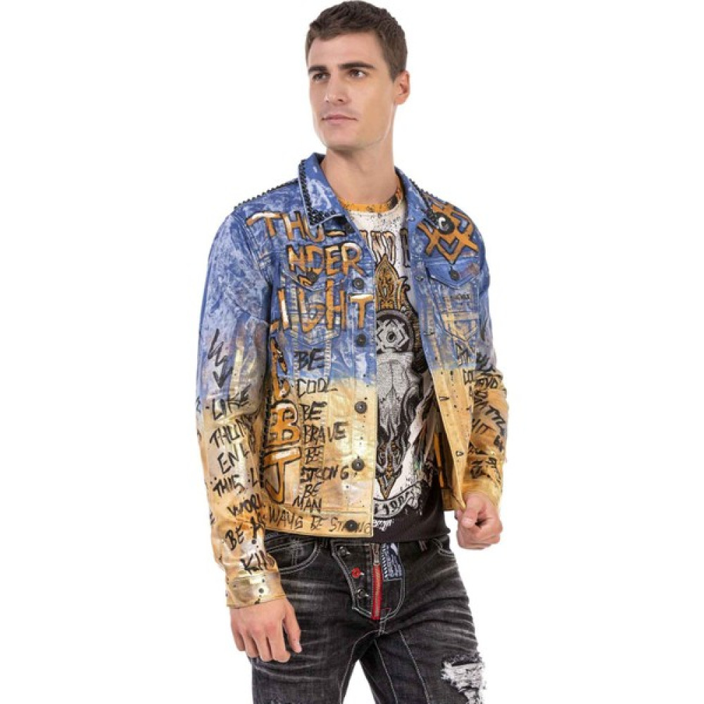 Cipo & Baxx Cipo&Baxx CJ265 Golden Blue Boyama Kot Ceket Erkek Mont Fiyatı